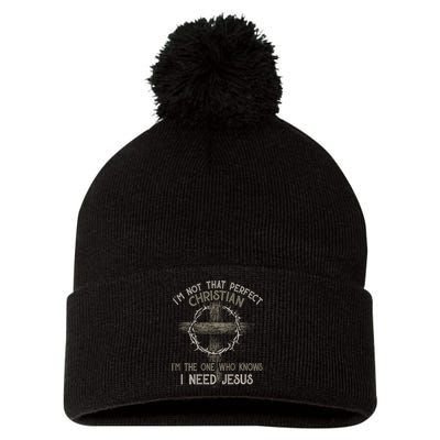 IM Not That Perfect Christian M The One That Knows Pom Pom 12in Knit Beanie