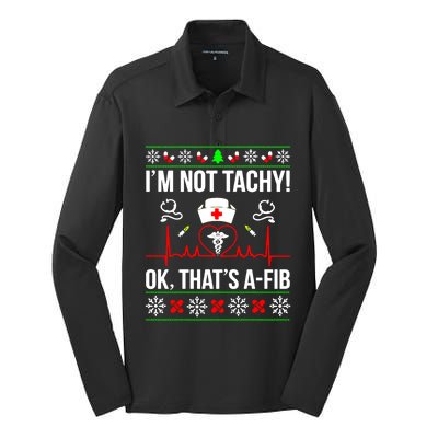 IM Not Tachy Funny Nurse Ugly Christmas Sweater Gift Silk Touch Performance Long Sleeve Polo