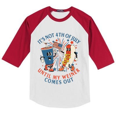 ItS Not The 4th Of July Until My Weiner Comes Out Hot Dog Kids Colorblock Raglan Jersey