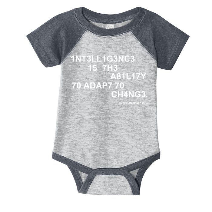 Intelligence is the Ability to Accept Change March For Science Code Infant Baby Jersey Bodysuit