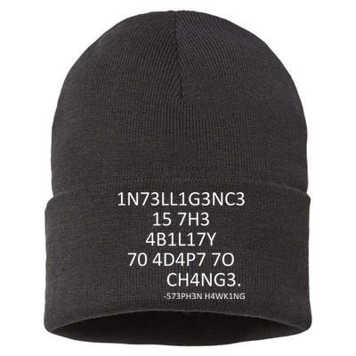Intelligence Is The Ability To Adapt To Change Smart Sustainable Knit Beanie