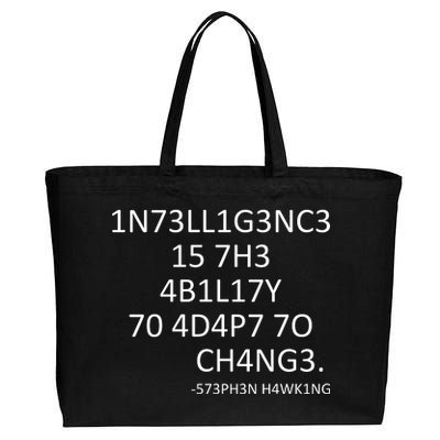 Intelligence Is The Ability To Adapt To Change Smart Cotton Canvas Jumbo Tote