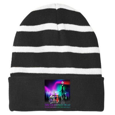 Into The Darkness We Go Striped Beanie with Solid Band