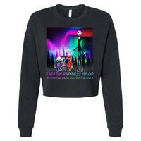 Into The Darkness We Go Cropped Pullover Crew