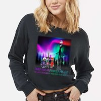 Into The Darkness We Go Cropped Pullover Crew