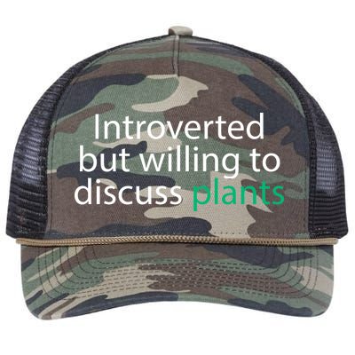 Introverted But Willing To Discuss Plants Retro Rope Trucker Hat Cap