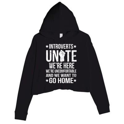 Introverts Unite Crop Fleece Hoodie