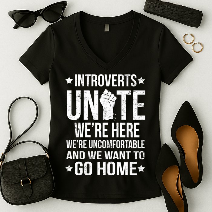 Introverts Unite Women's V-Neck T-Shirt