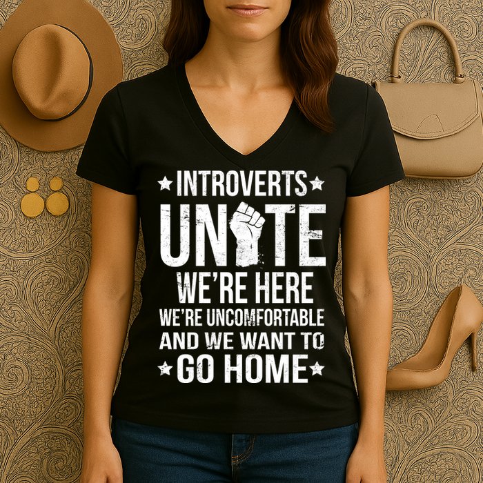Introverts Unite Women's V-Neck T-Shirt