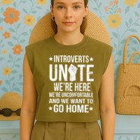 Introverts Unite Garment-Dyed Women's Muscle Tee