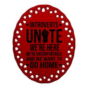 Introverts Unite Ceramic Oval Ornament