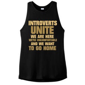 Introverts Unite We Want To Go Home Ladies PosiCharge Tri-Blend Wicking Tank