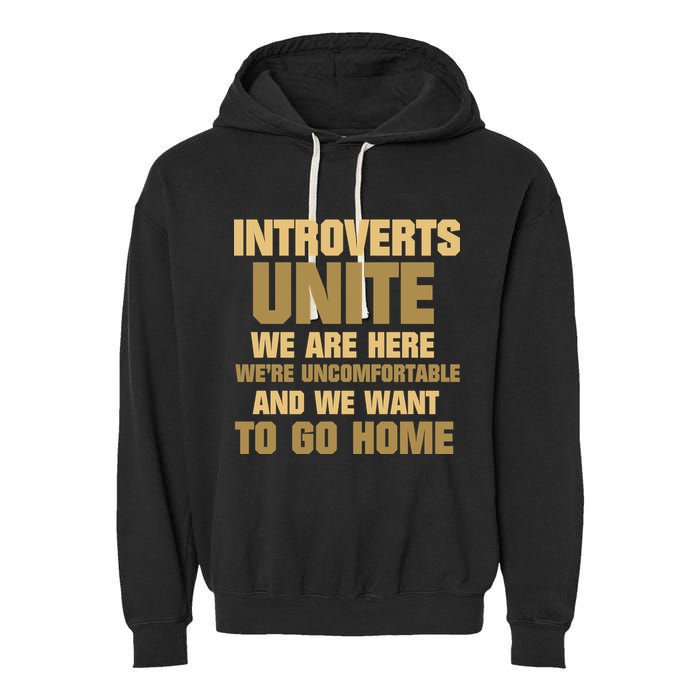 Introverts Unite We Want To Go Home Garment-Dyed Fleece Hoodie