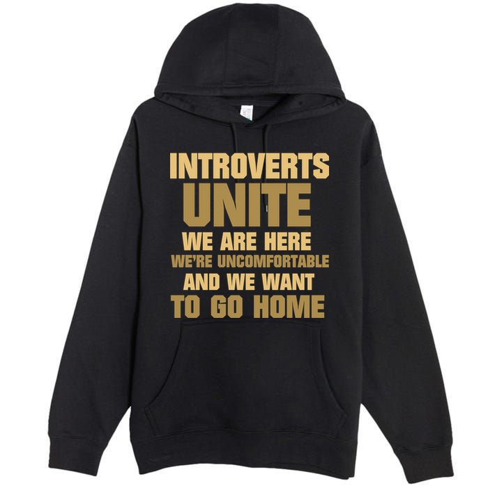 Introverts Unite We Want To Go Home Premium Pullover Hoodie