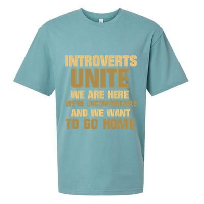 Introverts Unite We Want To Go Home Sueded Cloud Jersey T-Shirt
