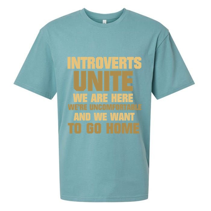 Introverts Unite We Want To Go Home Sueded Cloud Jersey T-Shirt