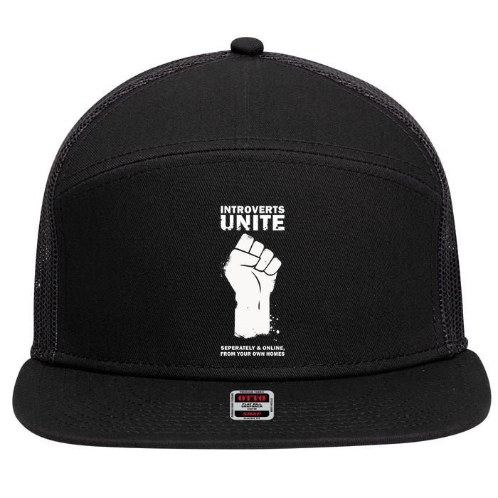 Introverts Unite Separately & Online 7 Panel Mesh Trucker Snapback Hat