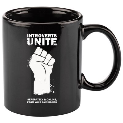 Introverts Unite Separately & Online 11oz C Handle Ceramic Mug