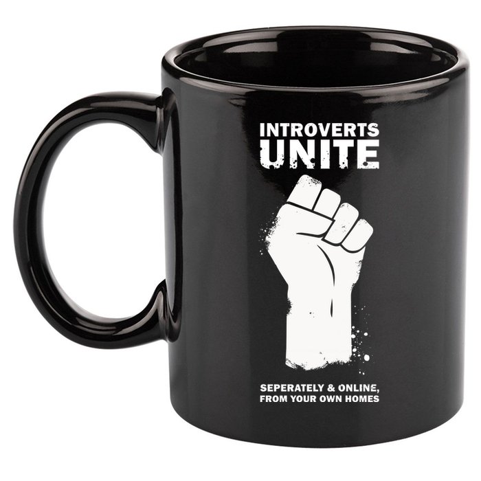 Introverts Unite Separately & Online 11oz C Handle Ceramic Mug