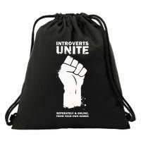 Introverts Unite Separately & Online Drawstring Bag