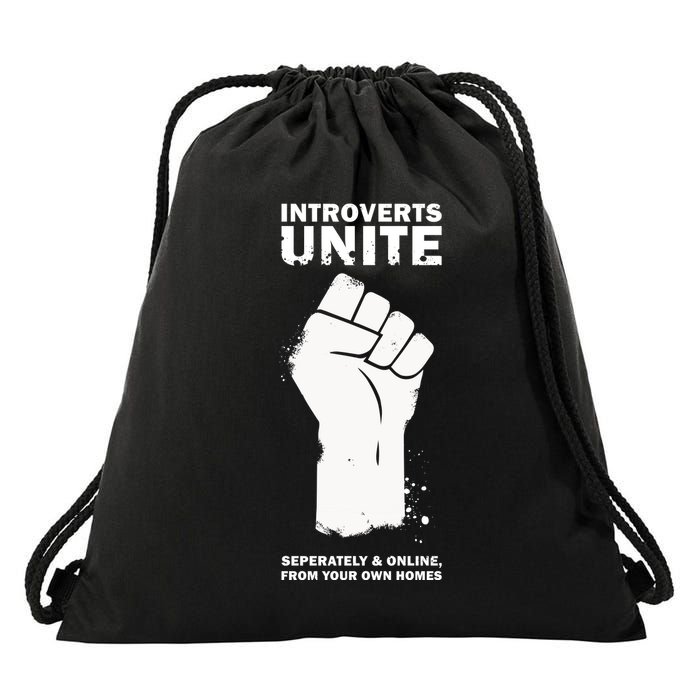 Introverts Unite Separately & Online Drawstring Bag