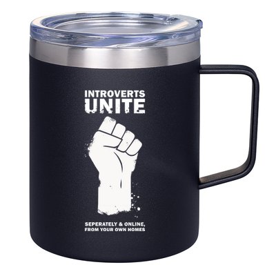 Introverts Unite Separately & Online 12oz Stainless Steel Coffee Mug