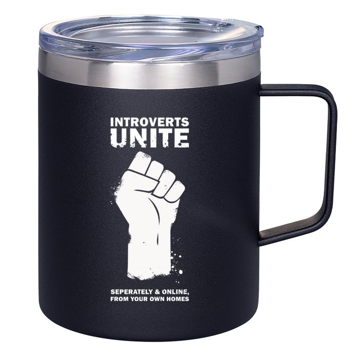 Introverts Unite Separately & Online 12oz Stainless Steel Coffee Mug