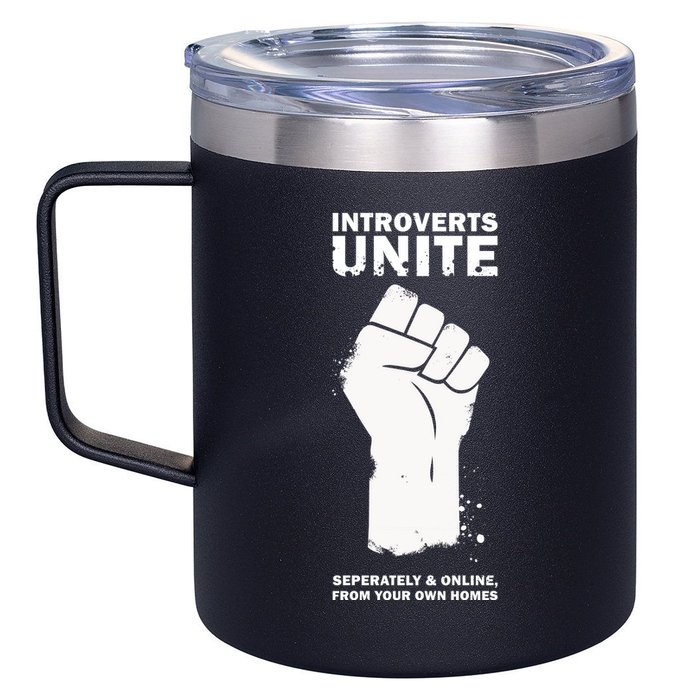 Introverts Unite Separately & Online 12oz Stainless Steel Coffee Mug
