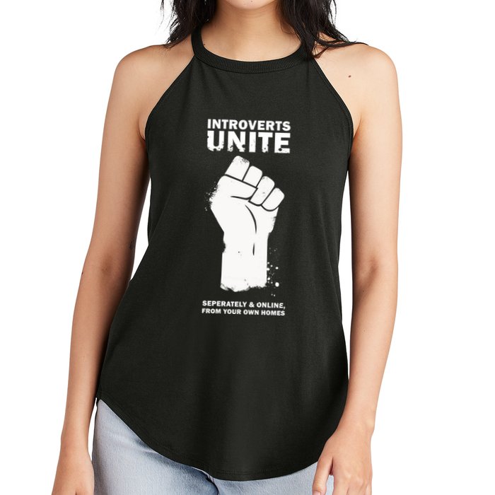 Introverts Unite Separately & Online Women's Perfect Tri Rocker Tank