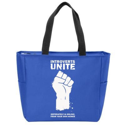 Introverts Unite Separately & Online Zip Tote Bag