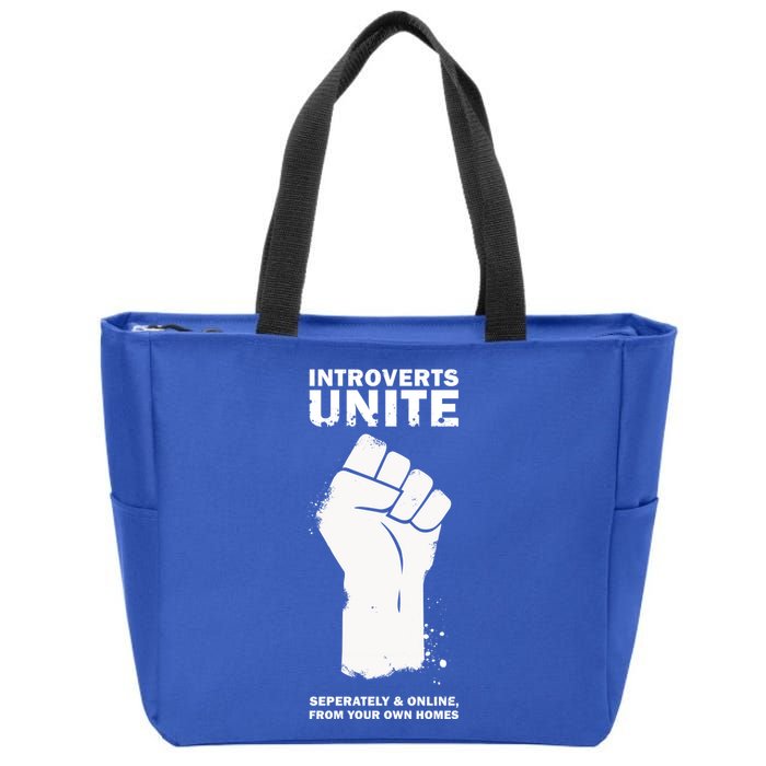 Introverts Unite Separately & Online Zip Tote Bag