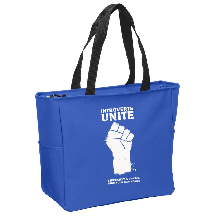 Introverts Unite Separately & Online Zip Tote Bag