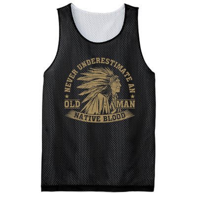 Indigenous Never Underestimate An Old Man With Native Blood Mesh Reversible Basketball Jersey Tank