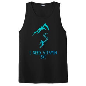 I Need Vitamin Ski Skiing Motivational Saying Skier Cool Gift PosiCharge Competitor Tank