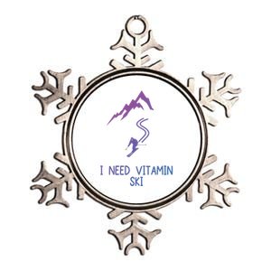 I Need Vitamin Ski Skiing Motivational Saying Skier Cool Gift Metallic Star Ornament