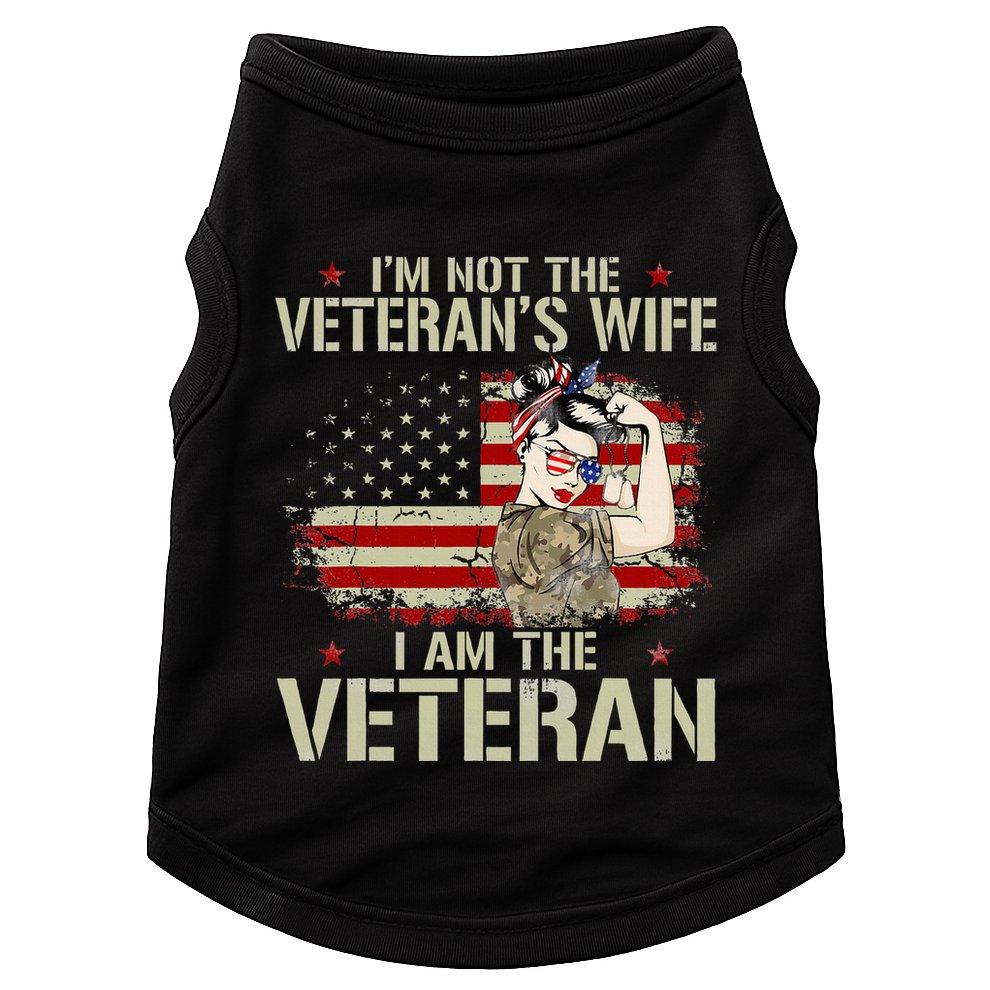 IM Not VeteranS Wife IM Veteran American Flag Gift Doggie Tank