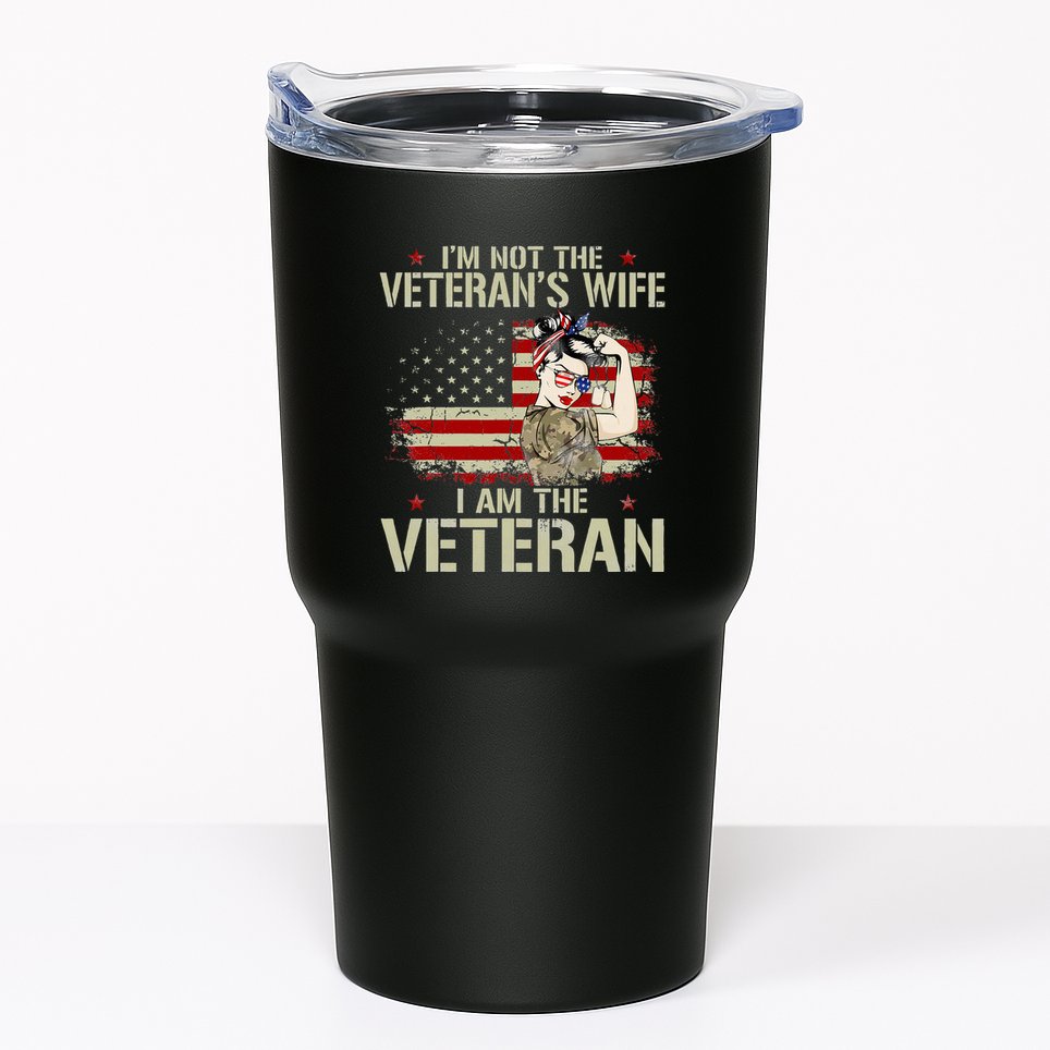 IM Not VeteranS Wife IM Veteran American Flag Gift Tumbler