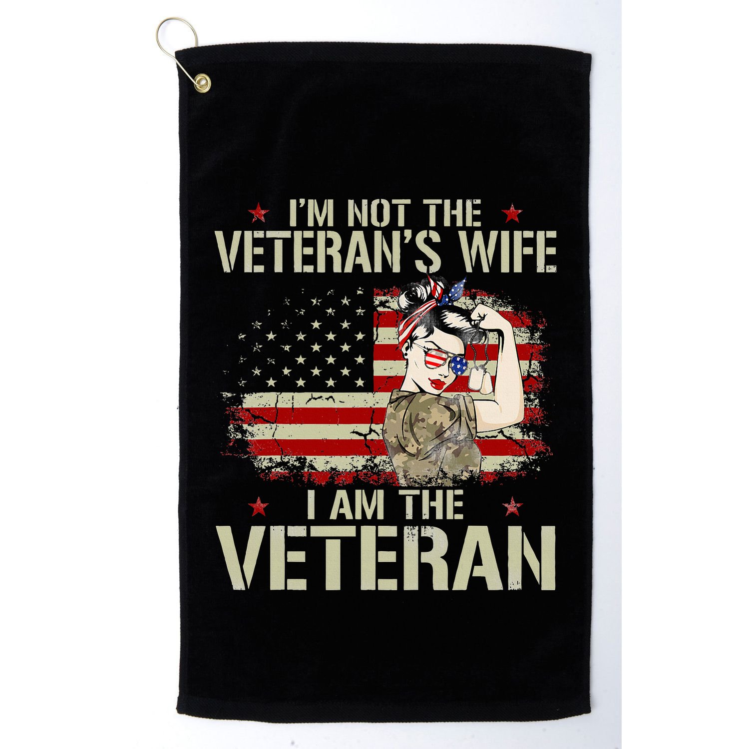 IM Not VeteranS Wife IM Veteran American Flag Gift Golf Towel