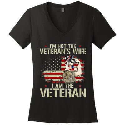 IM Not VeteranS Wife IM Veteran American Flag Gift Women's V-Neck T-Shirt