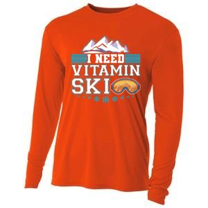 I Need Vitamin Ski Funny Skier Ski Instructor Gift Cooling Performance Long Sleeve Crew