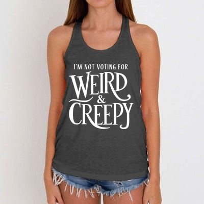 Im Not Voting For Weird Creepy Vote Kamala Harris Women's Knotted Racerback Tank