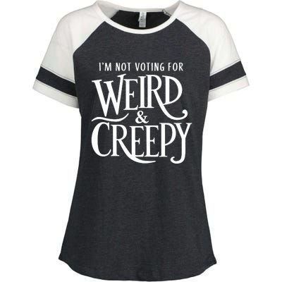 Im Not Voting For Weird Creepy Vote Kamala Harris Enza Ladies Jersey Colorblock Tee