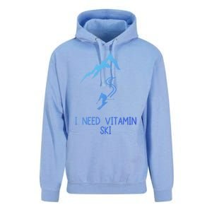 I Need Vitamin Ski Skiing Motivational Saying Skier Cool Gift Unisex Surf Hoodie