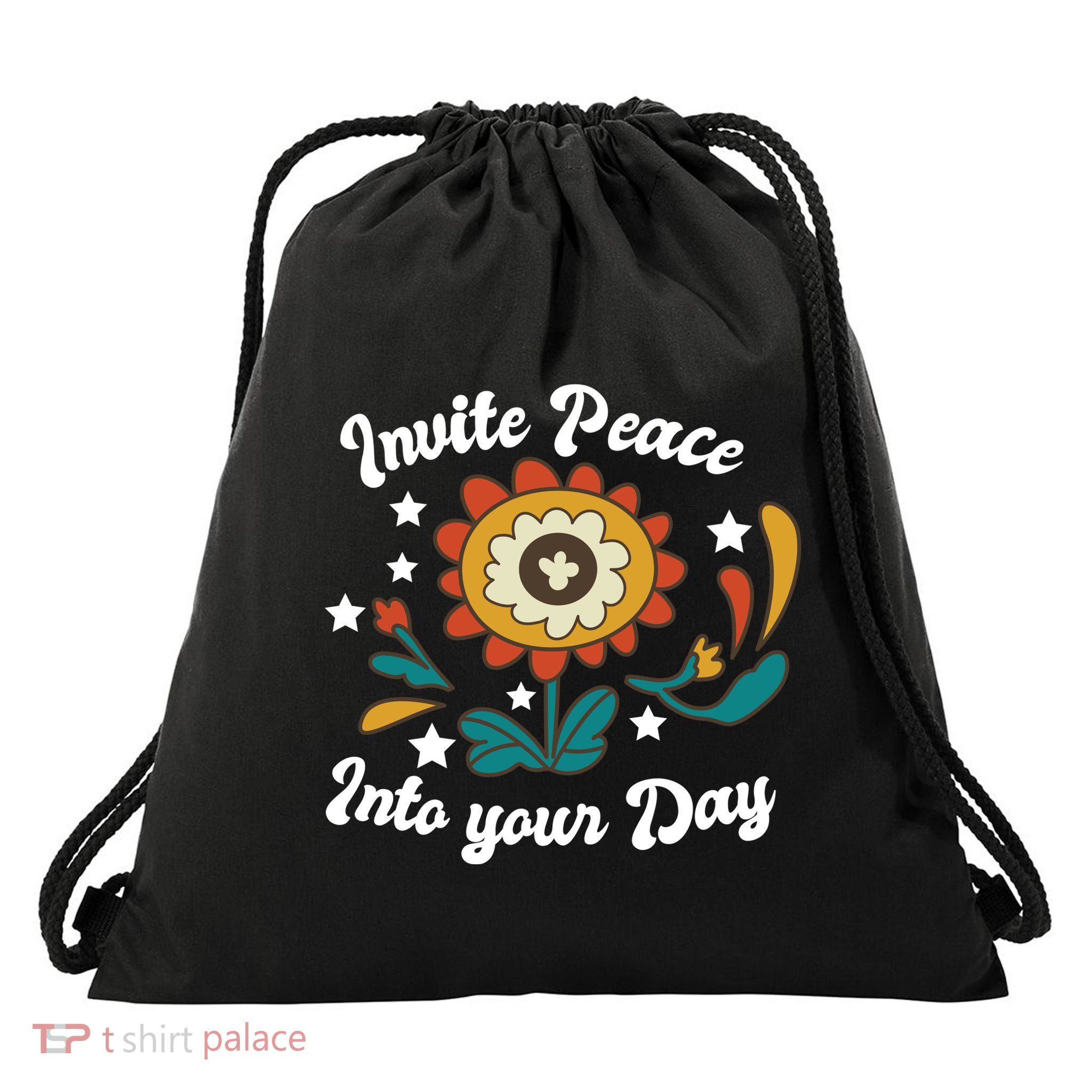 Invite Peace Into Your Day Drawstring Bag