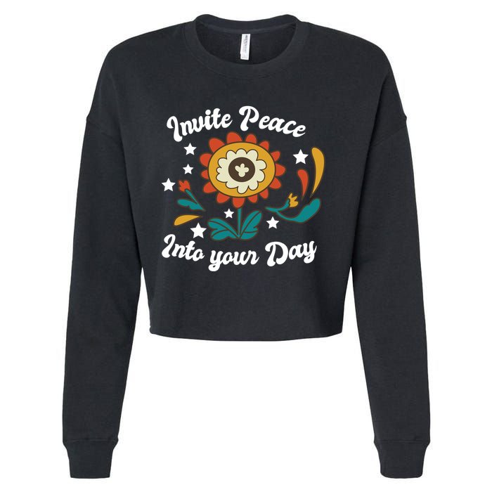 Invite Peace Into Your Day Cropped Pullover Crew
