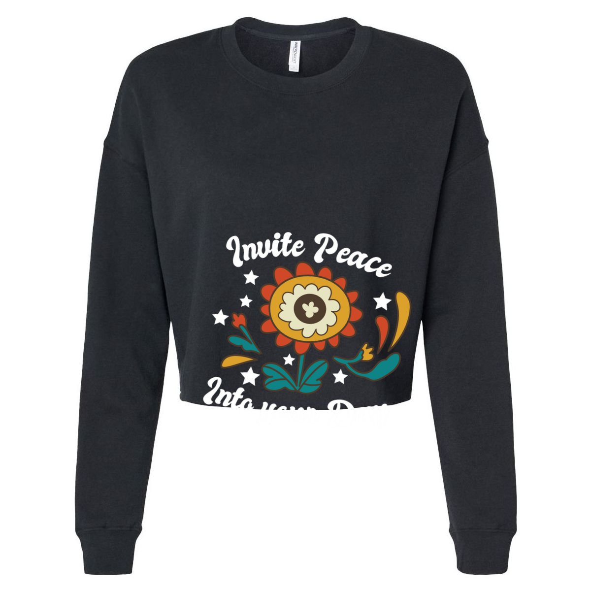 Invite Peace Into Your Day Cropped Pullover Crew