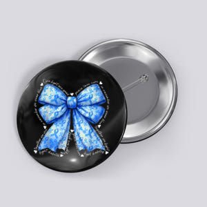 In November We Wear Blue Ribbon Coquette Diabetes Awareness Button