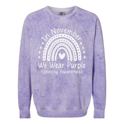 In November We Wear Purple Ribbon Warrior Epilepsy Awareness Gift Colorblast Crewneck Sweatshirt