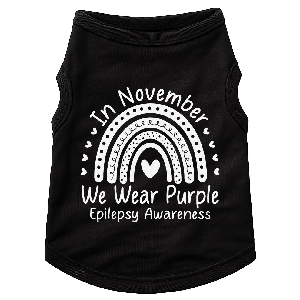 In November We Wear Purple Ribbon Warrior Epilepsy Awareness Gift Doggie Tank