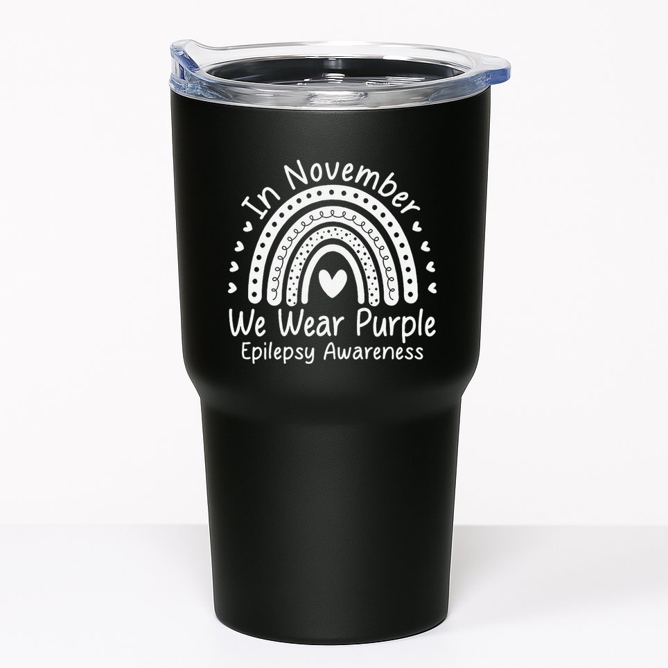 In November We Wear Purple Ribbon Warrior Epilepsy Awareness Gift Tumbler